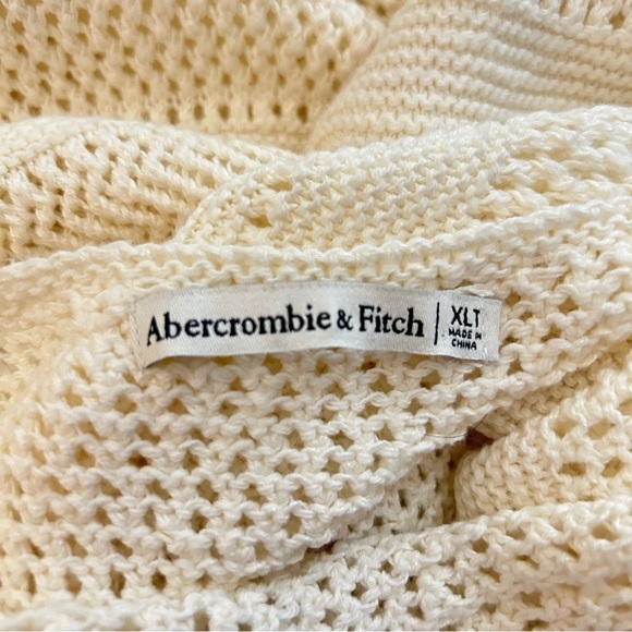 Abercrombie Fitch Dress Women Size XL Tall Cream Knit Crochet Beach Fisherman - Picture 6 of 13
